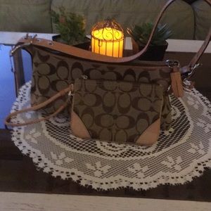 Coach shoulder bag with wristlet